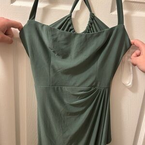 Azazie Forest Green One-Shoulder Dress